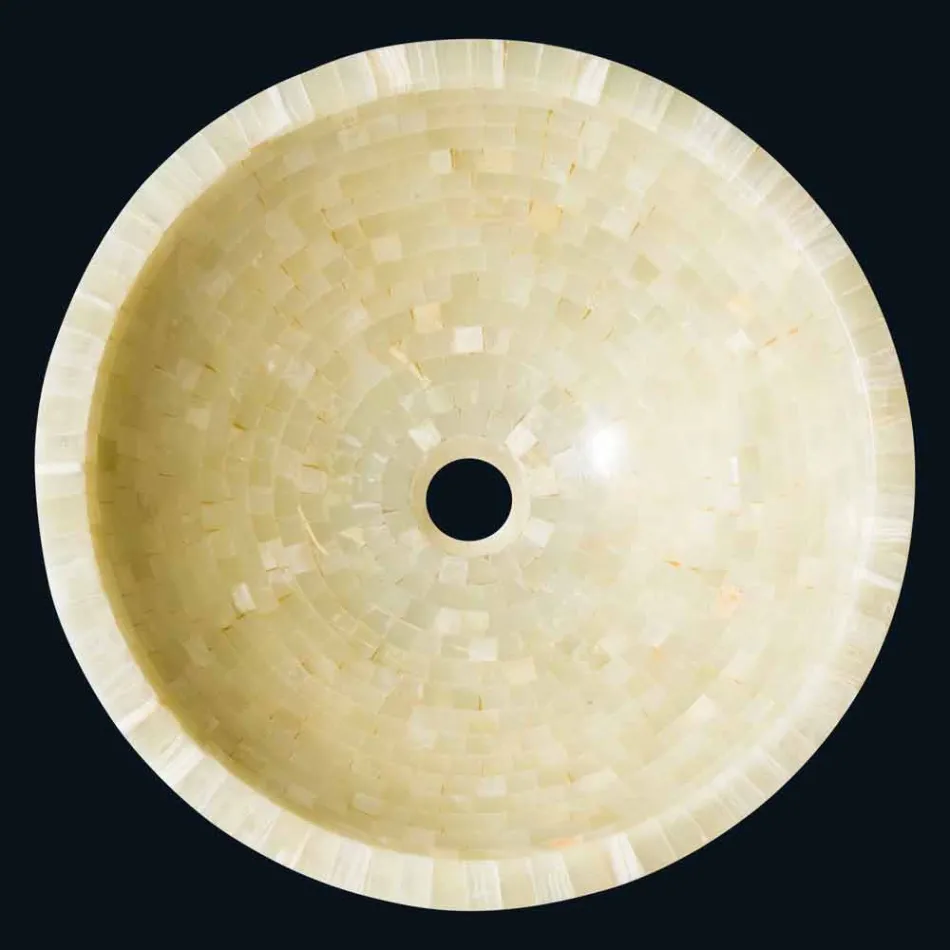 Handfat rund stöd i honung onyx sten Kilian Viadurini