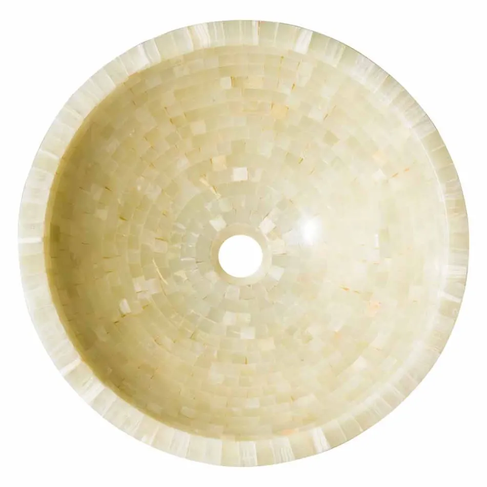 Handfat rund stöd i honung onyx sten Kilian Viadurini