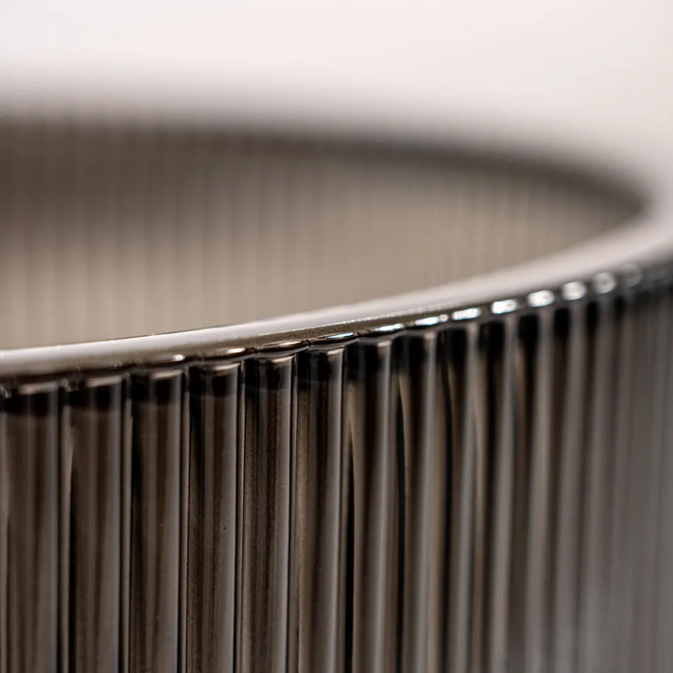 Runt tvättställ i Plissè venetianskt glas Tillverkat i Italien - Zirkon Viadurini