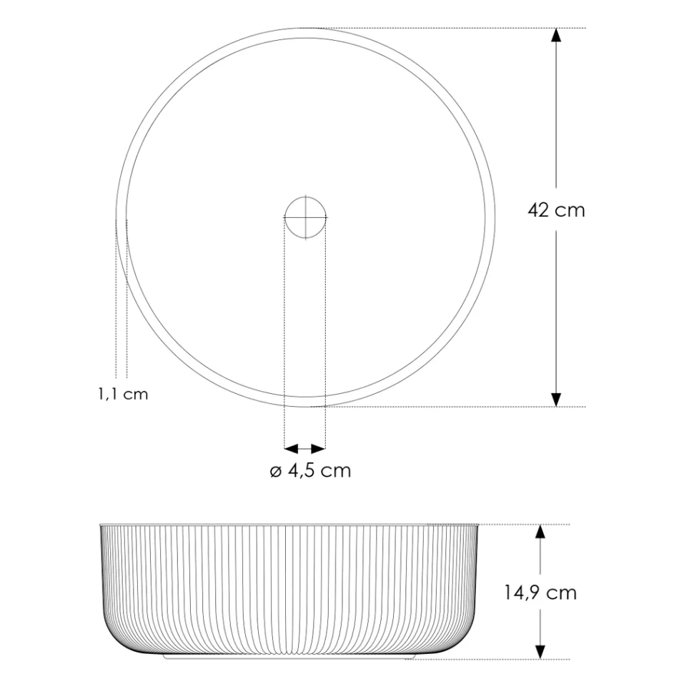 Runt tvättställ i Plissè venetianskt glas Tillverkat i Italien - Zirkon Viadurini