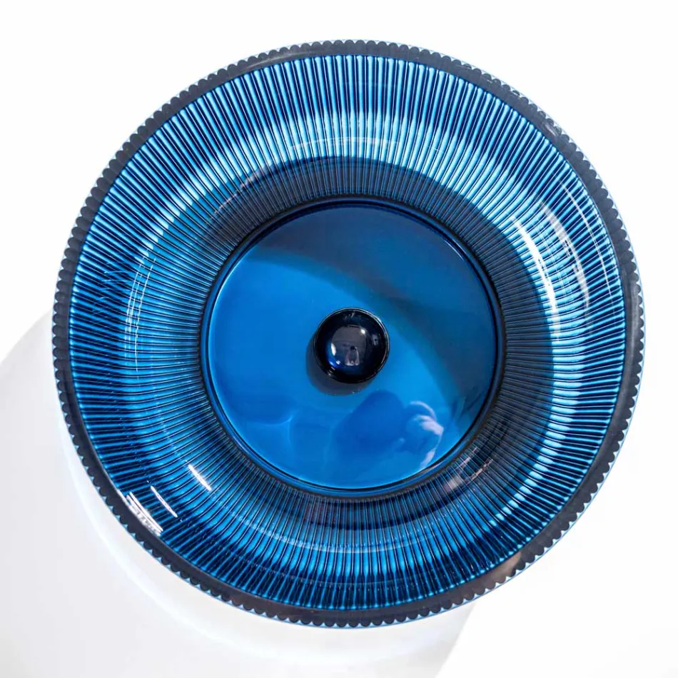 Runt tvättställ i Plissè venetianskt glas Tillverkat i Italien - Zirkon Viadurini