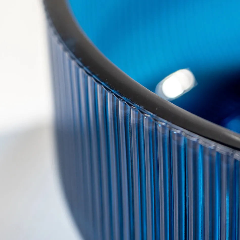 Runt tvättställ i Plissè venetianskt glas Tillverkat i Italien - Zirkon Viadurini