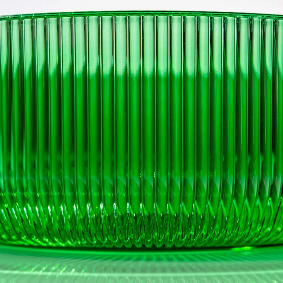 Runt tvättställ i Plissè venetianskt glas Tillverkat i Italien - Zirkon Viadurini