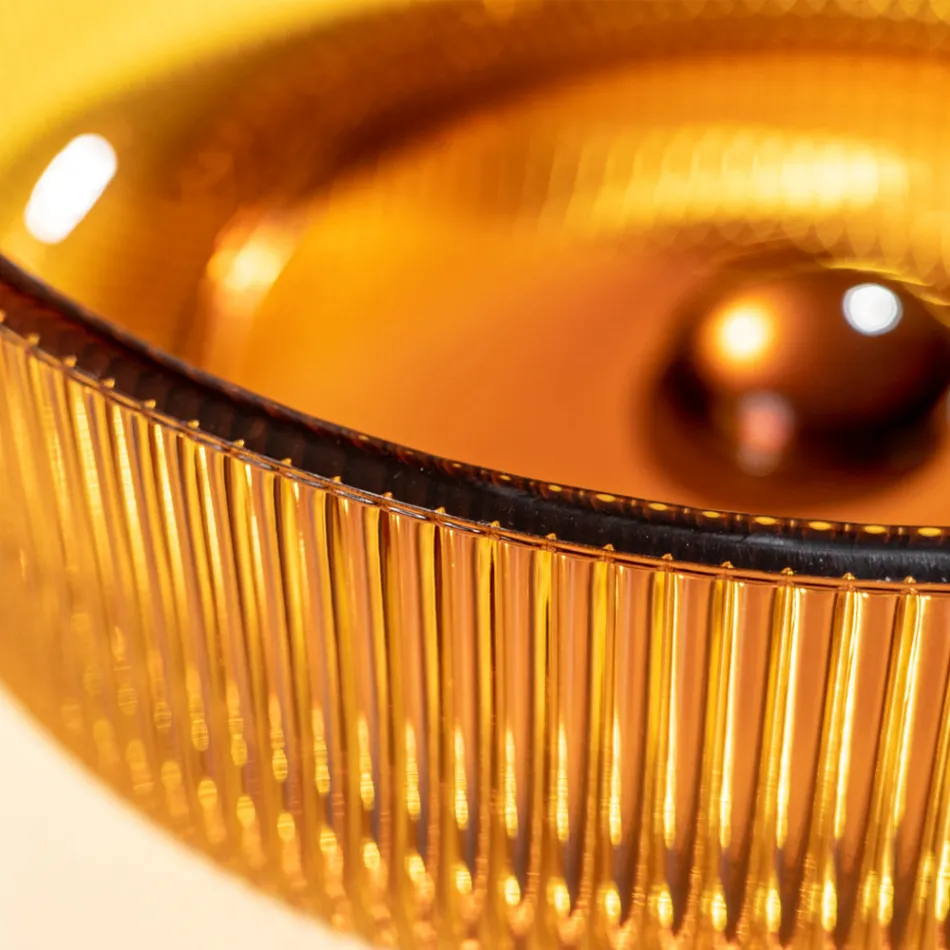 Runt tvättställ i Plissè venetianskt glas Tillverkat i Italien - Zirkon Viadurini