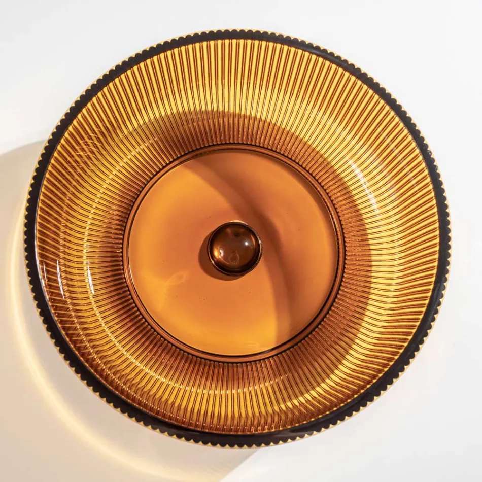 Runt tvättställ i Plissè venetianskt glas Tillverkat i Italien - Zirkon Viadurini