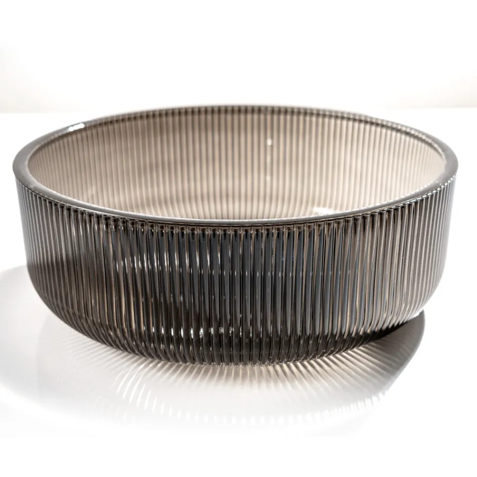 Runt tvättställ i Plissè venetianskt glas Tillverkat i Italien - Zirkon Viadurini