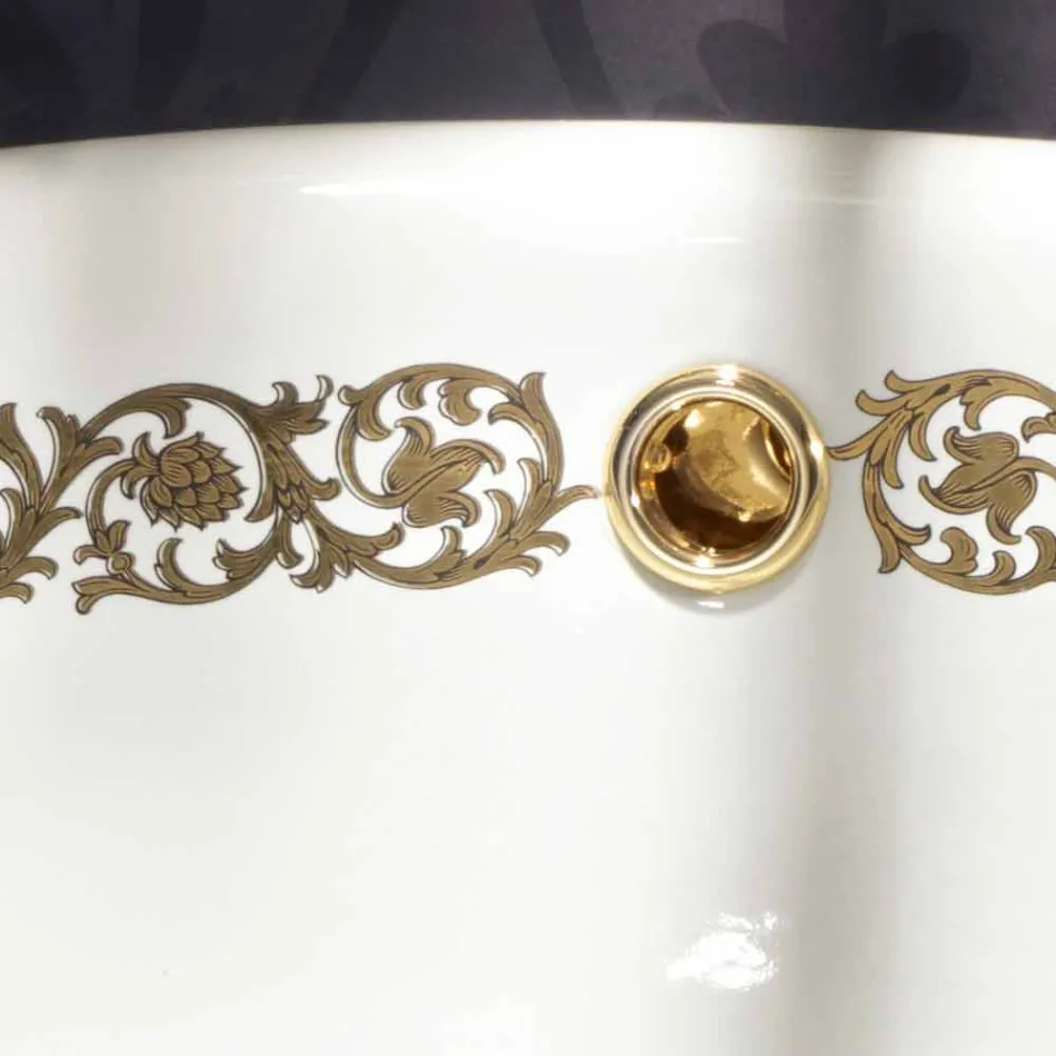 Spolat badrumssänk i eldlera och guld gjord i Italien, Otis Viadurini