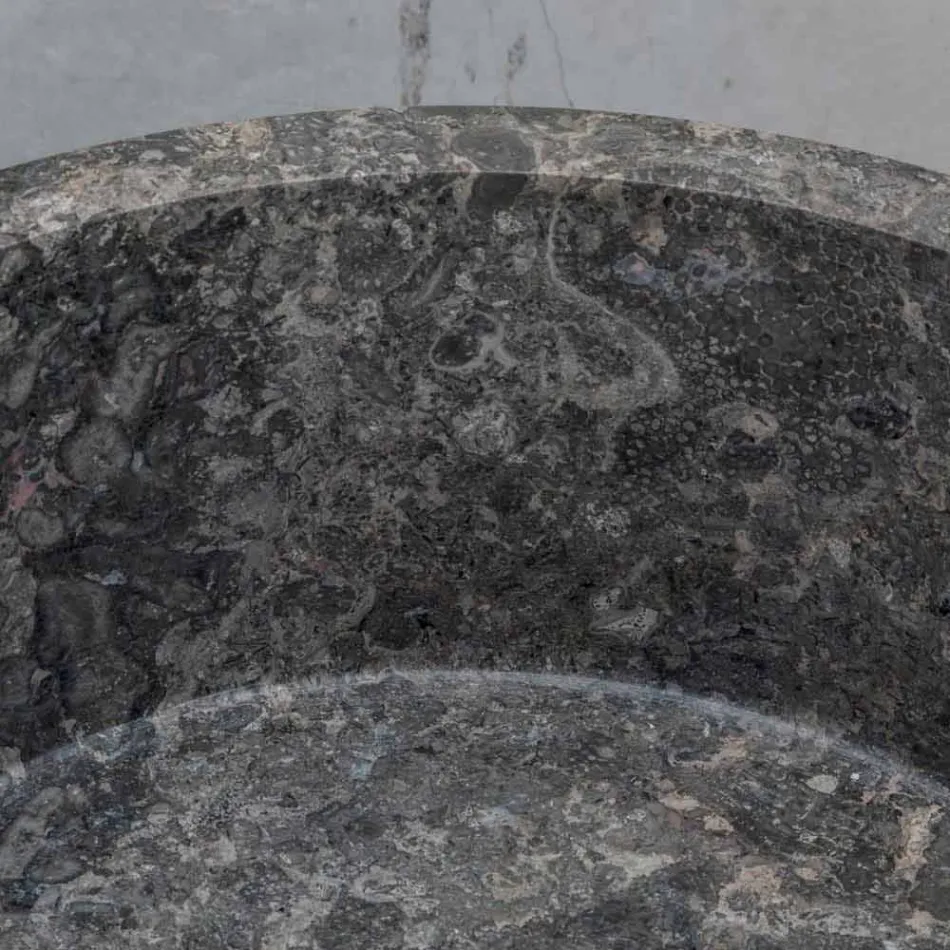 Fristående cylindriskt handfat i grå marmor - Cremino Viadurini