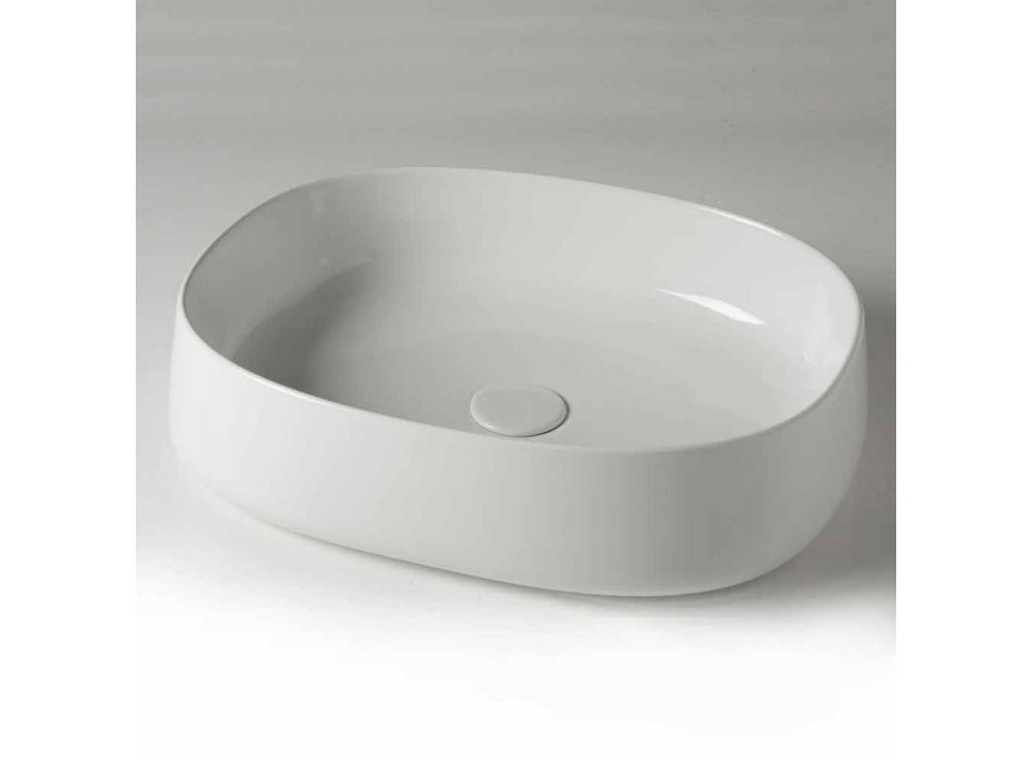 Oval bänkskål Badrumsfat Handfat L 50 cm i keramik Tillverkad i Italien - Cordino Viadurini
