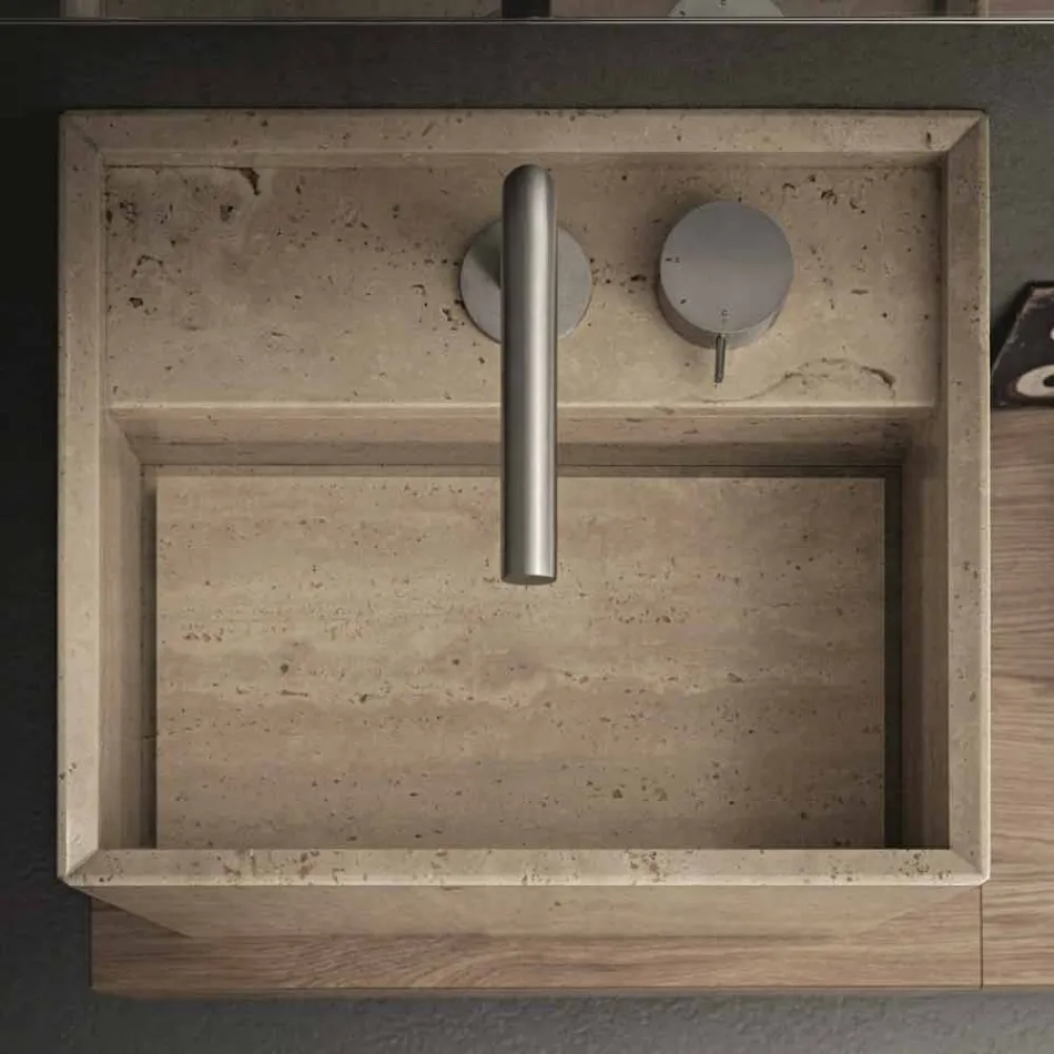 Modernt tvättställ för badrum i bänkskivan med hög design - Farartlav2 Viadurini