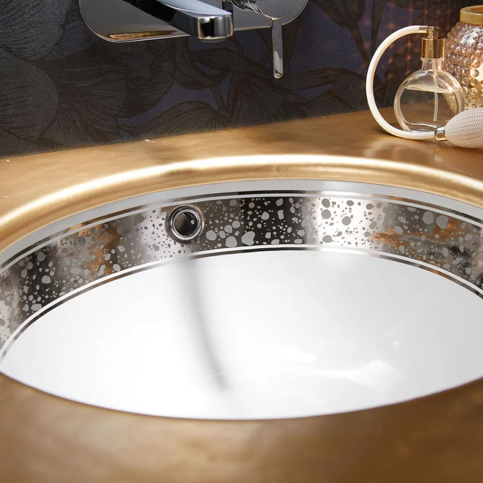 Inbyggt handfat i handgjuten eldlera Tillverkad i Italien - Erioli Viadurini