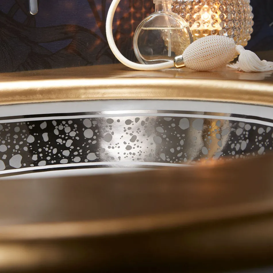 Inbyggt handfat i handgjuten eldlera Tillverkad i Italien - Erioli Viadurini