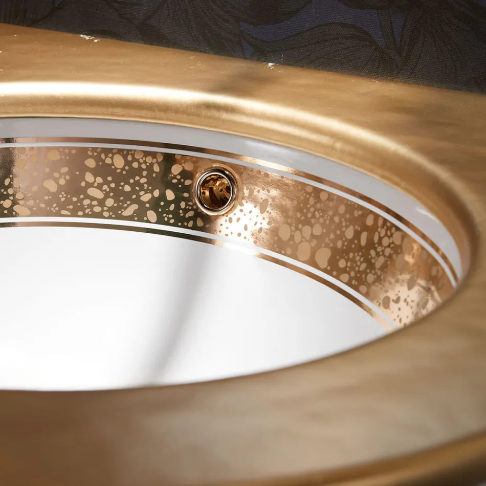 Inbyggt handfat i handgjuten eldlera Tillverkad i Italien - Erioli Viadurini