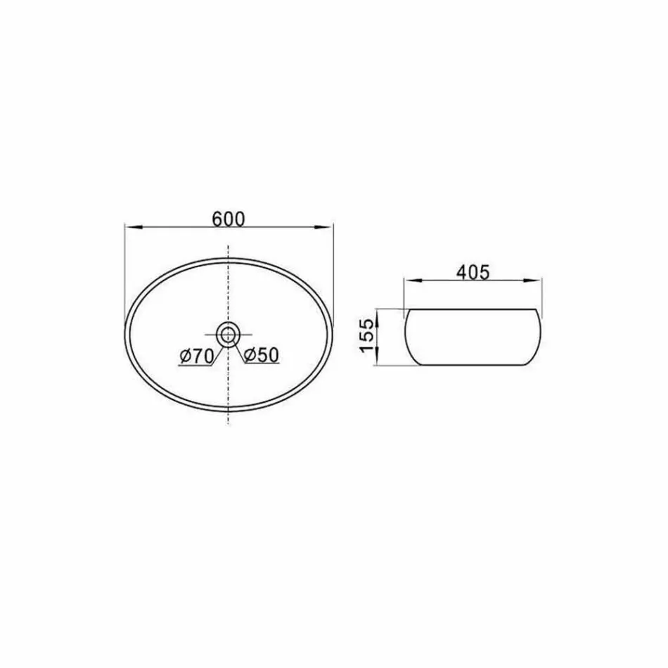 Vit keramisk oval bänkskål Tillverkad i Italien - Bergen Viadurini