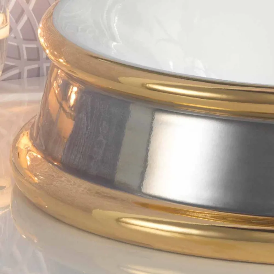 Design halvhålt badrumssänk i eldlera gjord i Italien, Manilo Viadurini