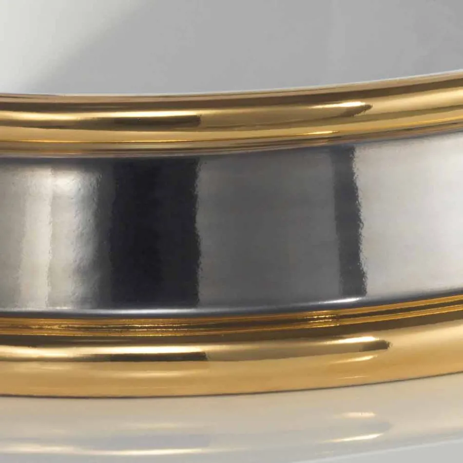 Design halvhålt badrumssänk i eldlera gjord i Italien, Manilo Viadurini