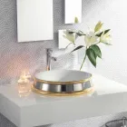 Design halvhålt badrumssänk i eldlera gjord i Italien, Manilo Viadurini