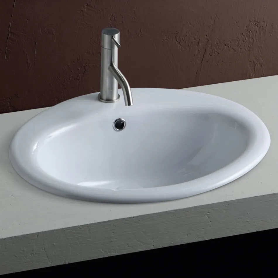 Modern design vit keramisk diskho - Papavero Viadurini