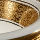 Rund inbyggd diskbänk i eldlera och guld gjord i Italien, Otis Viadurini