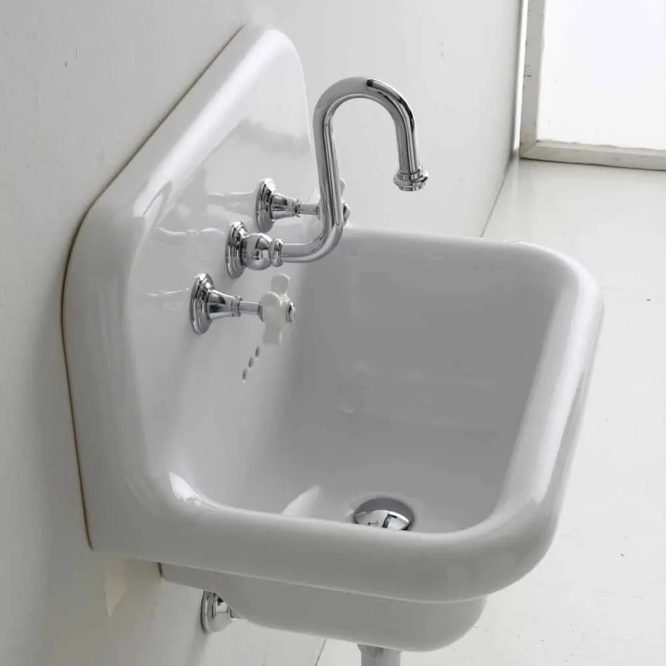 Handfat vägg i vitt keramik rektangulär utformning Davis Viadurini