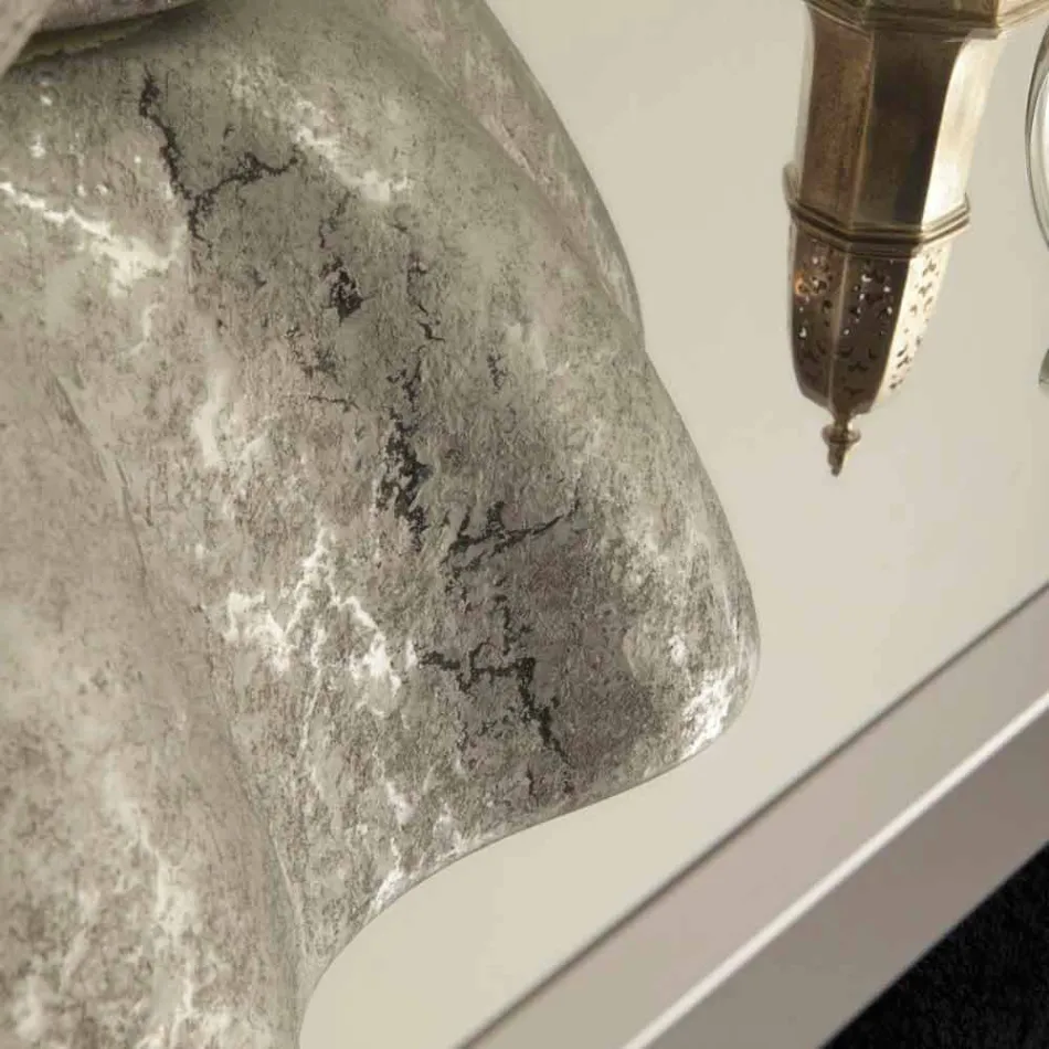 Vitt silver keramisk bänkskål tvättat i Italien Cubo Viadurini