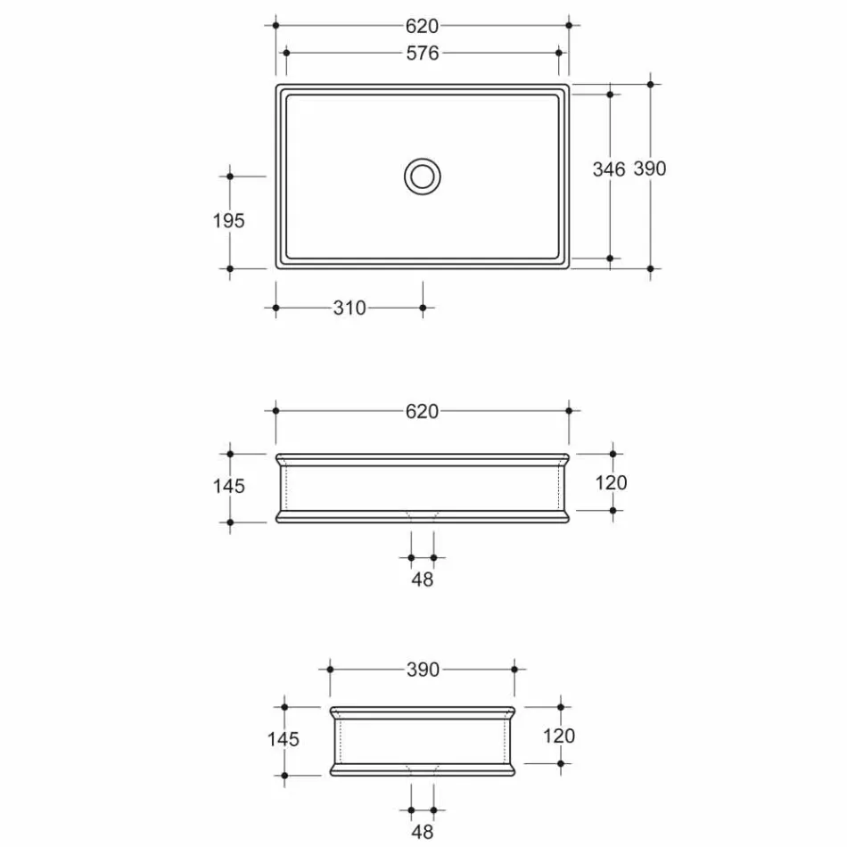 Design keramisk tvättställ med guldgräns gjord i Italien Debora Viadurini