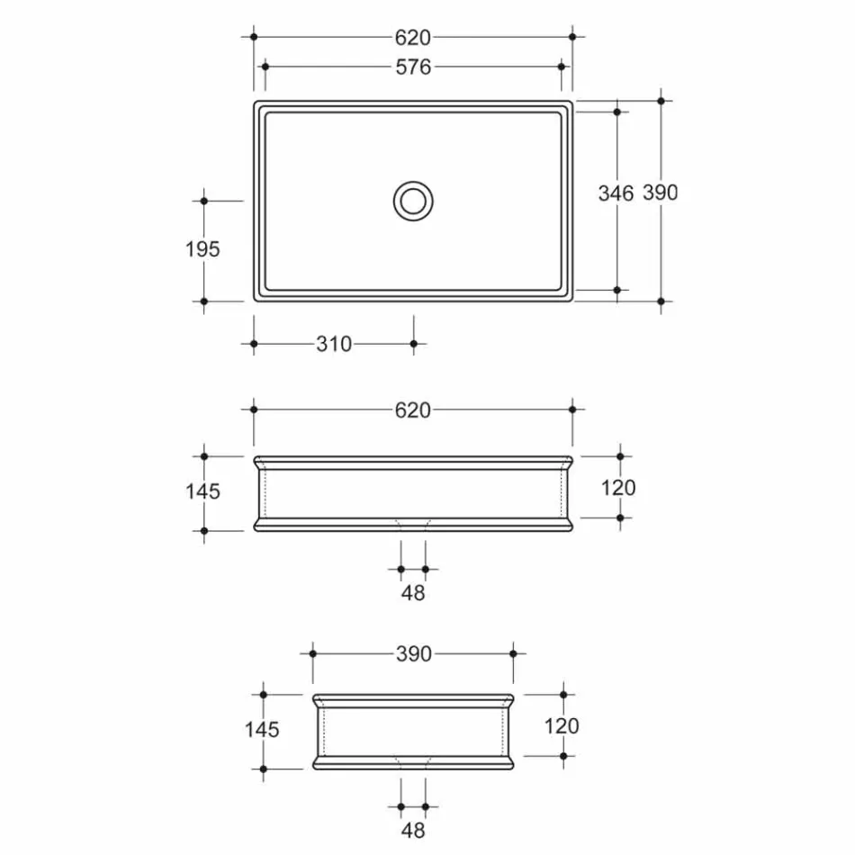 Design keramisk tvättställ med guldgräns gjord i Italien Debora Viadurini
