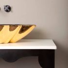Designer tvättställ keramiskt svart och guld tillverkat i Italien Rayan Viadurini