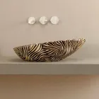 Design keramisk diskbänk tvättställ med orange sebra gjord i Italien Glänsande Viadurini