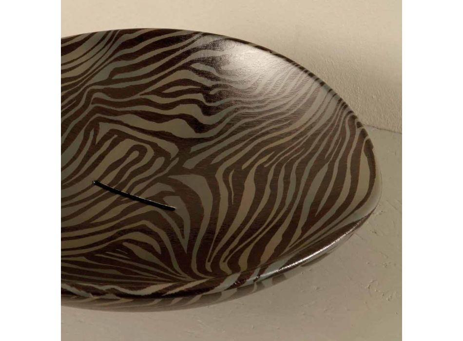 Svarta keramiska zebra design diskbänken tvättställ gjord i Italien Djur Viadurini
