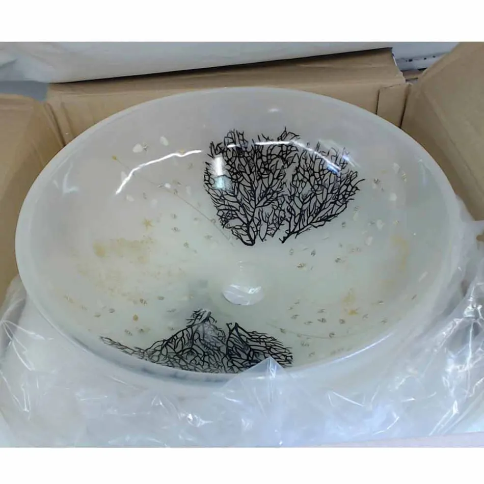 Design bänkskiva i harts med korallinsatser - Salvatore Viadurini