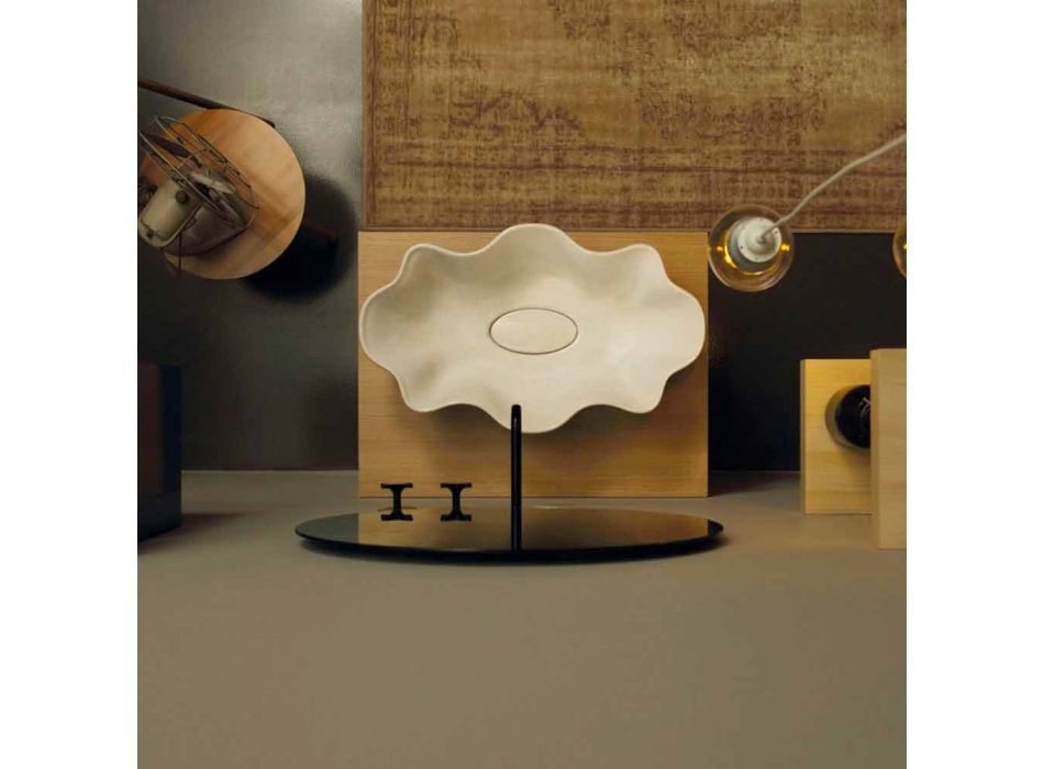 Modernt design diskbänk tvättställ i vit keramik gjord i Italien Cubo Viadurini