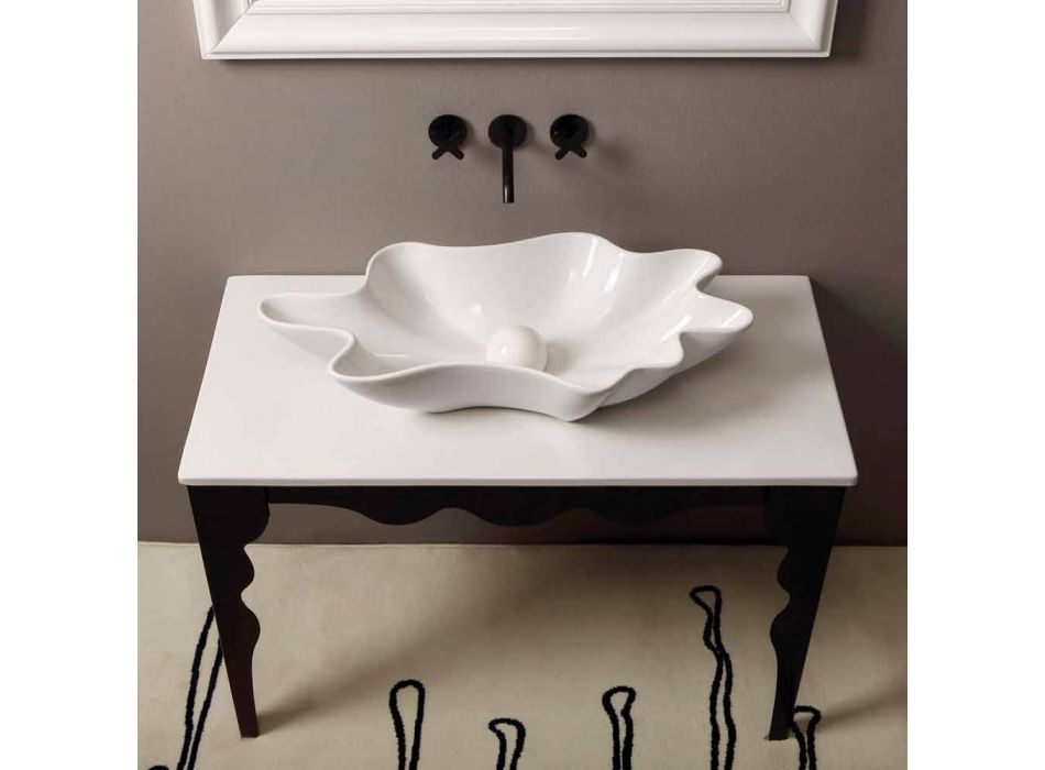 Modernt design keramisk bänkskål tvättställ gjord i Italien Rayan Viadurini