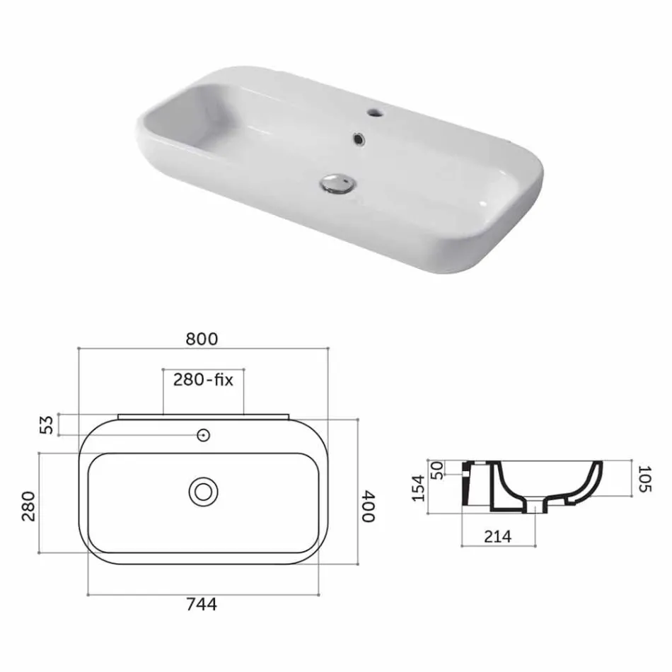 Designa handfat eller vägg i keramisk Riardo Viadurini