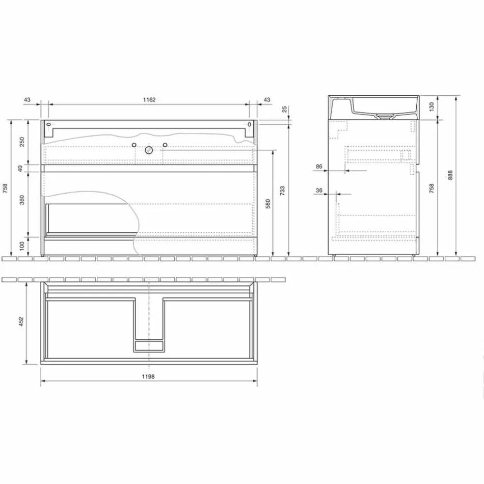 Dubbel tvättställ med golvskåp Modern design i laminat - Pompei Viadurini