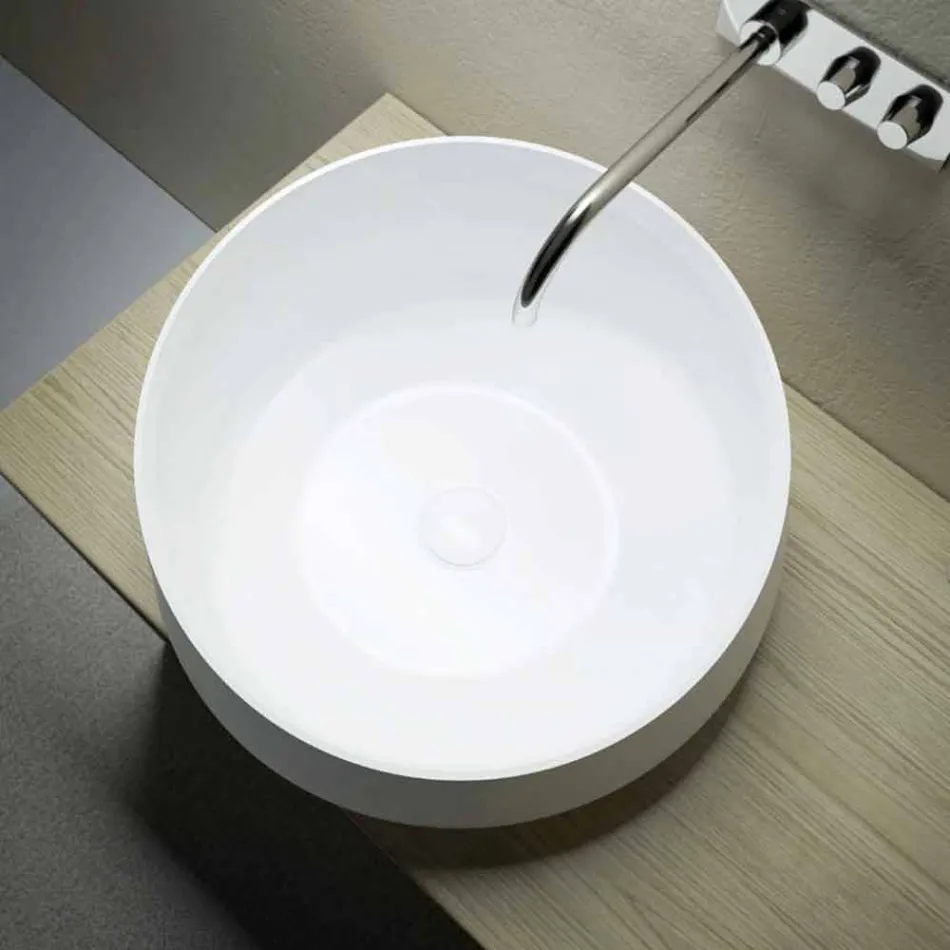 Frittstående tvättställ i fast yta gjord i Italien, Dongo Viadurini