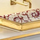 Handgjutet tvättställ i lera med färgglada dekorationer tillverkat i Italien - Aulente Viadurini