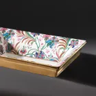 Handgjutet tvättställ i lera med färgglada dekorationer tillverkat i Italien - Aulente Viadurini