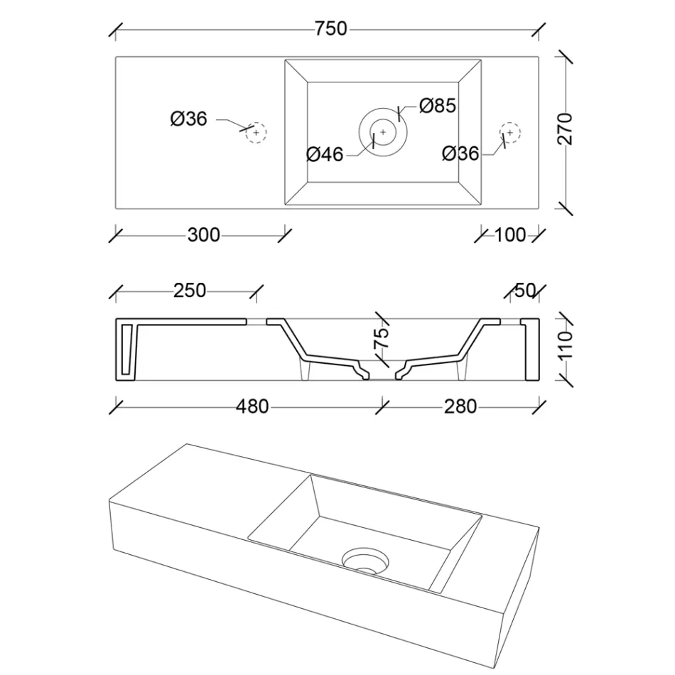 Modern design Made in Italy Vit eller färgat keramiskt handfat - Act Viadurini