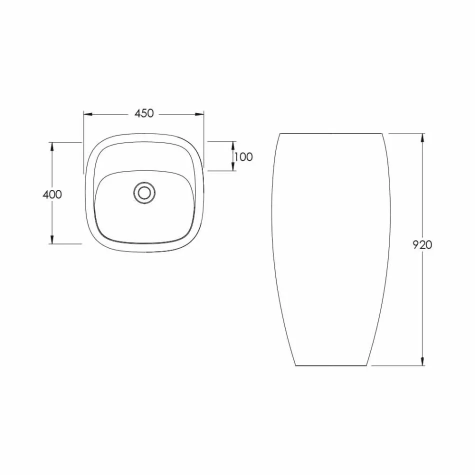 Modernt design frittstående keramiskt handfat Gaiola, tillverkat i Italien Viadurini