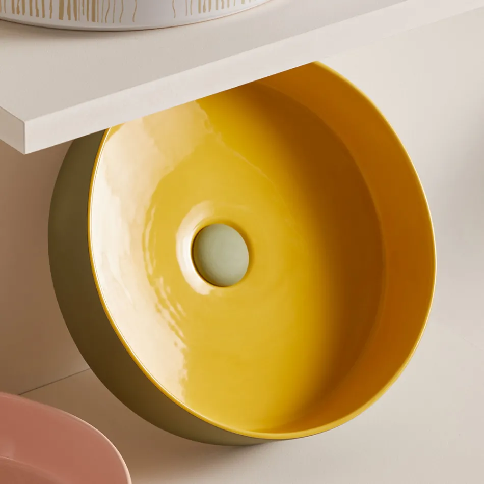 Tvättställ i porslinsstengods av olika finish Made in Italy - Kuvert Viadurini