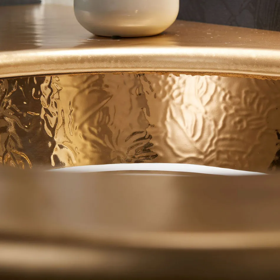 Inbyggt handfat i Fire Clay med band i olika utföranden Made in Italy - Erioli Viadurini