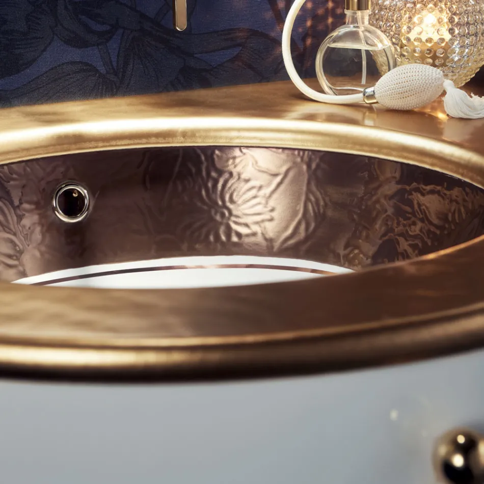 Inbyggt handfat i Fire Clay med band i olika utföranden Made in Italy - Erioli Viadurini