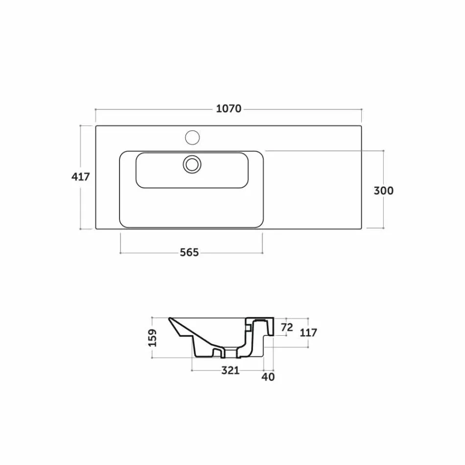 Modern vänster- och infälld bassäng i Ceramica Maida Viadurini