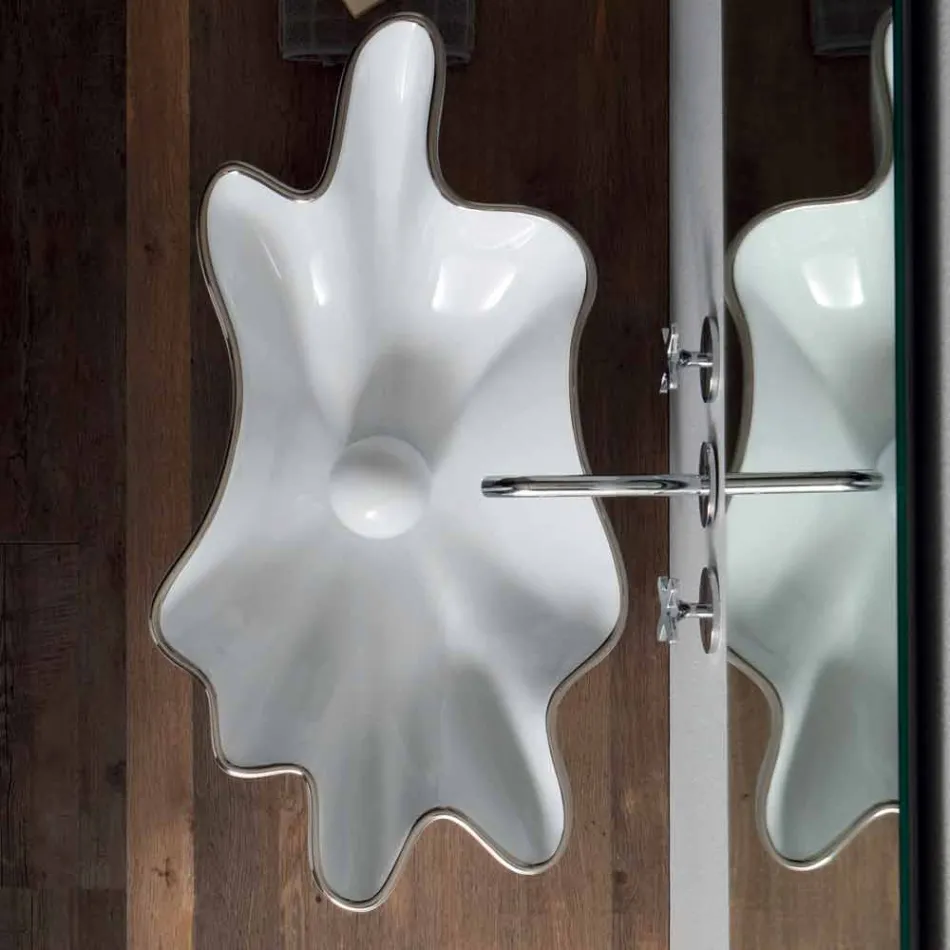 Modernt bänkskål i vit keramik gjord i Italien Rayan Viadurini