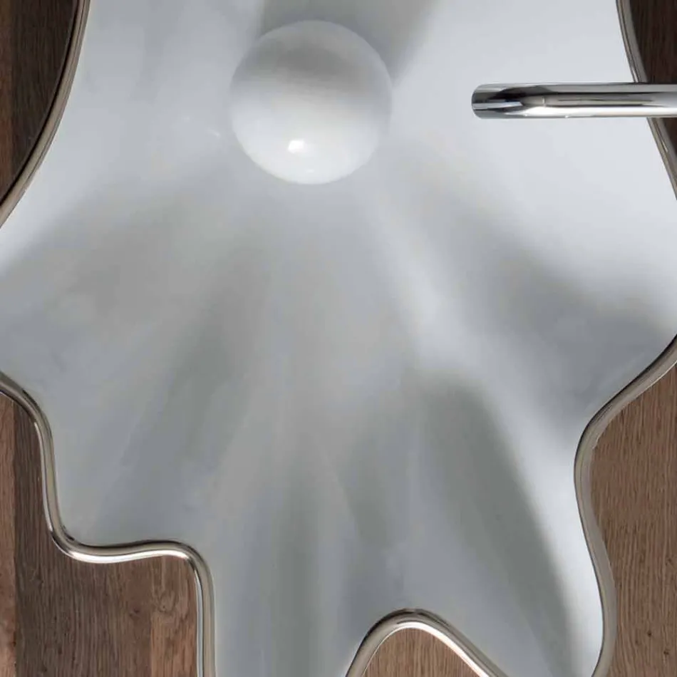 Modernt bänkskål i vit keramik gjord i Italien Rayan Viadurini