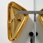 Modernt bänkskål i guld keramik gjord i Italien Sofia Viadurini