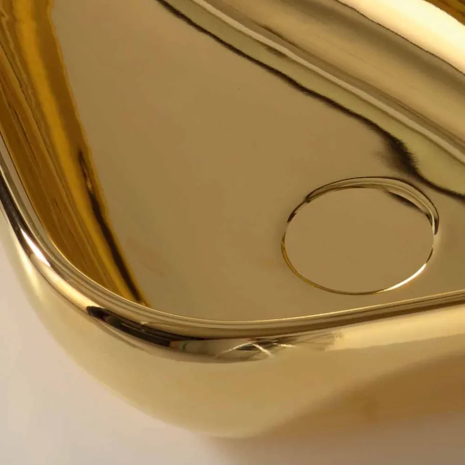 Modernt bänkskål i guld keramik gjord i Italien Sofia Viadurini