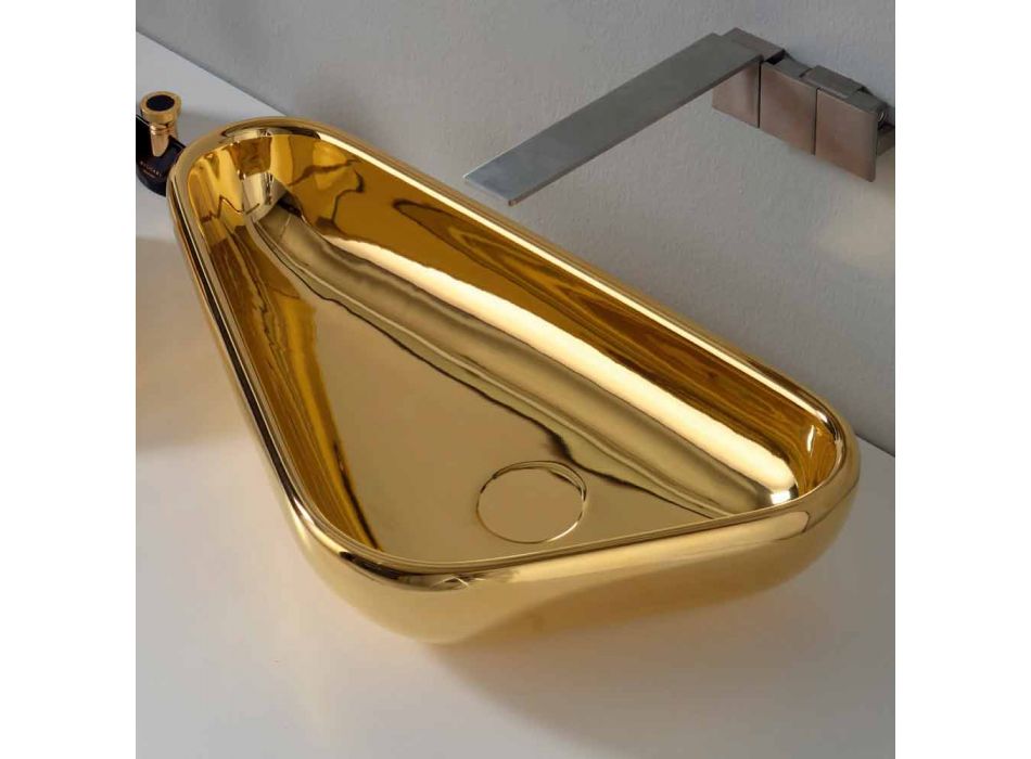 Modernt bänkskål i guld keramik gjord i Italien Sofia Viadurini