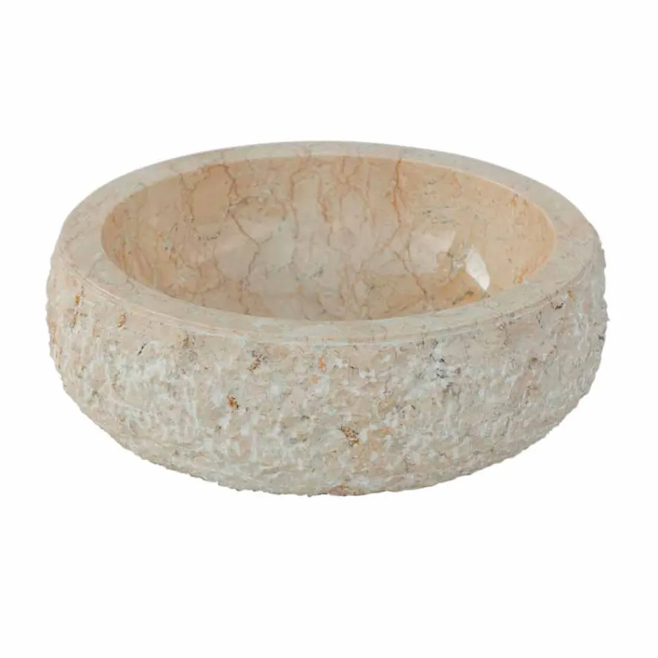 Modernt bänkskål i vit natursten Lola, unikt stycke Viadurini